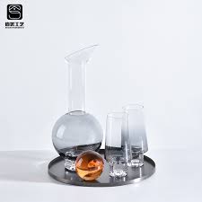 现代简约欧式轻奢水晶烟灰色金色酒具酒杯摆件样板房软装饰品摆设 淘宝网in 2021 decanter wine decanter wine