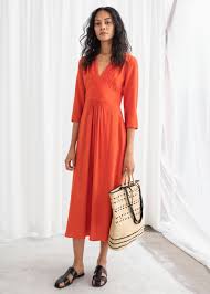 Long Sleeve Empire Midi Dress Orange Midi Dresses Other Stories Midi Dress Orange Midi Dress Dresses