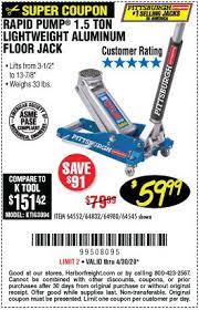 Pittsburgh 1 5 Ton Aluminum Rapid Pump Racing Floor Jack For 59 99 Harbor Freight Tools Pittsburgh Floor Jack