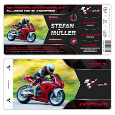 Geburtstag Einladungen Motorrad Rennen Ticket