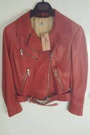 Bnwt Miu Miu Red Leather Biker Jacket Uk 8 40 A1950 Clothes For Women Clothes Red Leather Jacket