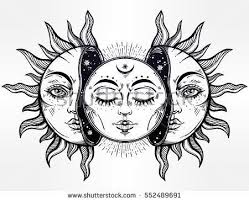 All the best half sun half moon drawing 34+ collected on this page. Beautiful Moon And Sun With Faces The Sun Is Broken In Half The Moon Emerges Vintage Hand Drawn Eclipse Vector Illustration For C Tattoos Sun With Face Art