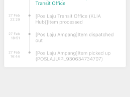 Out from transit office pos laju transit office (klia hub) 15 mar 2021 02:45 am item processed. Pos Laju Malaysia