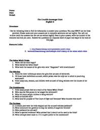 What constitutes a witch and why was there so many witch hunts? The History Of The Crucible An Online Scavenger Hunt By A Novel Concept