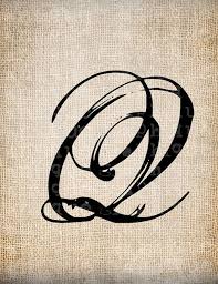 Antique Letter Q Script Monogram Digital By Antiquegraphique Best Tattoo Fonts Tattoo Fonts Tattoo Lettering