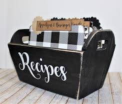 Farmhouse Recipe Box 5 X 7 Recipe Box Black And White Buffalo Check Dividers Recipe Cards Rustic W Recipe Box Wooden Farmhouse Recipe Box Recipe Card Boxes
