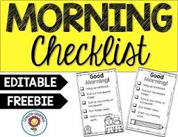 editable morning checklist for students free