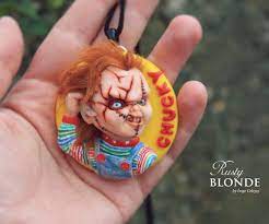 Chucky Necklace Relief Pendant Ooak Realistic Polymer Clay Etsy Kids Playing Horror Movie Art Polymer Clay Necklace
