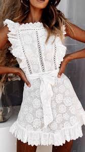 Pretty White Lace Dress Mini Dress Fashion White Dress Summer Ladies Mini Dresses