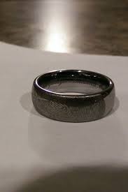 My Tungsten Wedding Band Is Laser Engraved With My Wife S Wedding Ring Fingerprint Wedding Band Engraving Tungsten Wedding Rings Wedding Bands