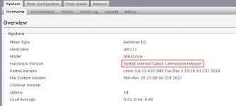 Miner Overview Page Says Socket Connection Failed Bitmain Support