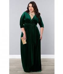 Plus Size Green Velvet Luxe Sleeved Wrap Maxi Dress Plus Size Evening Gown Bridesmaid Dresses Plus Size Velvet Dress Plus Size