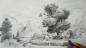 Colored pencil landscape drawings pencil drawings. How To Draw Easy And Simple Landscape For Beginners With Pencil Youtube