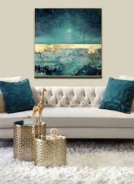 Soft Dance Large Abstract Painting Square Living Room Art Teal Blue Gold Turquoise Origi In 2020 Abstrakte Malerei Malerei Abstrakt