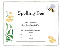 Spelling Bee Printable Certificate