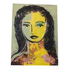Woman in Yellow and Celadon by Cassandra Auker, Acrylic