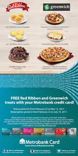 From the latest gadgets, flyer miles, dining and shopping deals, to even waived fees, you can get the most out of your points with security bank credit card rewards. Metrobank Credit Cards Free Red Ribbon And Greenwich Treats You Should Knows