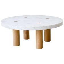 Stone Column Coffee Table In Carrara Marble And White Oak Wood By Fort Standard In 2020 White Oak Wood Stone Coffee Table Coffee Table