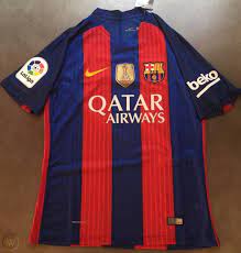 | nike fc barcelona official 2016 2017 home soccer jersey. 2016 17 Fc Barcelona Home Jersey Player Issue New Messi Neymar Iniesta 1829557562