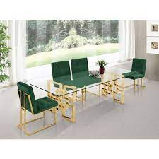 Whether your family gathers around the dinner table every night or twice a year at thanksgiving and christmas, you know your home wouldn't be complete without a dining room table. Pierre Dining Room Set W Green Chairs By Meridian Furniture Furniturepick