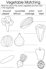 Printable Matching Game Vegetable Coloring Pages Activities For Kindergarten Children Vegetable Coloring Pages Worksheets For Kids