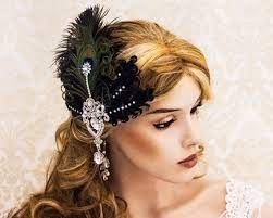 Retro 1920s Headpiece Feather Fascinator Great Gatsby Etsy In 2021 1920s Headpiece Flapper Hair Great Gatsby Headpiece
