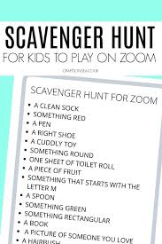 Scavenger Hunt For Zoom Free Printable For Kids In 2020 Games For Kids Classroom Scavenger Hunt For Kids Scavenger Hunt
