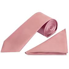 Dusty Pink Satin Tie And Handkerchief Set