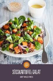 Susskartoffel Salat Mit Wild Reis Serviert Mit Einem Mandel Dressing Susskartoffel Salat Salat Rezepte