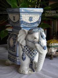 Blue And White Ceramic Elephant Planter Vintage Decor Hand Etsy Ceramic Elephant Elephant Planters Vintage Rattan Furniture