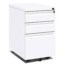 1 lock secures all three drawers. White Mobile 3 Drawer Filing Cabinet 26 Inch Locking Rolling File Cabinet With 5 Wheels Pedestal Filing Cabinet For Office Home Metal White A Wantitall