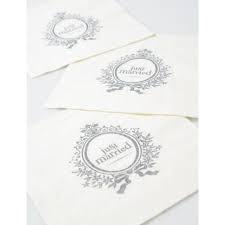 Caspari lot de 20 serviettes de table en papier motif pere noel et flocons de neige. Serviette De Table Just Married Papier Blanc Casse Les 20