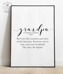 Grandpa Definition Prints Printable Granddad Posters Funny Etsy In 2020 Grandparents Quotes Wall Prints Quotes Definition Prints