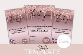 There are plenty of good reasons to send a business thank you card.you might want to express appreciation for a new client, loyal customer, exceptional employees, vendors, and even business partnerships.a thank you card is a great way to boost employee morale, encourage brand loyalty with customers, and maintain strong relationships with suppliers and professional collaborators. Rose Gold Glitter Business Thank You Card Template 1249415 Canva Templates Design Bundles