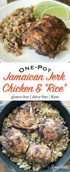 One Pan Jamaican Jerk Chicken Rice Easy Keto Dinners Review Mamashire Recipe Jamaican Recipes Jerk Chicken Jamaican Jerk Chicken