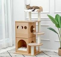 Foobrues Modern Cat Tree Wooden Multi-Level Cat Tower ...