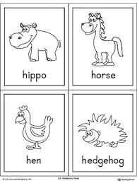I am happy to see my . Letter H Words And Pictures Printable Cards Hippo Horse Hen Hedgehog Myteachingstation Com
