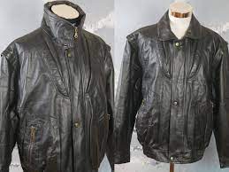 1990s Vintage Leather Jacket Zippered Police Style Jacket W Detachable Sleeves So You Can Create A Vest Size 42 To 44 Us Uk Vintage Leather Jacket Leather Jacket Vintage Clothing Men