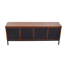 <p>looking for a compact desk that offers plenty of storage space for your office? 77 Off Mid Century Modern Cherry Wood And Black Leather Credenza Storage
