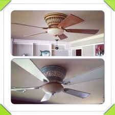 Annie Sloan Chalk Paint On Ceiling Fans Duck Egg Blue Over Black Paint Old World White All With Dark W Ceiling Fan Ceiling Fan Redo Ceiling Fan Update