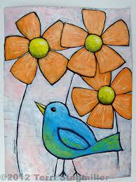 Blue Bird Garden Acrylic Painting On Paper Bird Painting Acrylic Art Drawings For Kids Bird Art