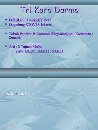 Banyak organisasi pemuda regional lainnya lahir termasuk pasundan, jong sumatranen bond, jong. Tri Koro Darmo Pdf
