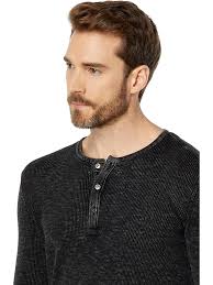 John varvatos waffle long sleeve henley shark + FREE SHIPPING