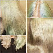 Help My Hair Turned Green After Trying To Remove Purple Color Before This I Had A Blond Bleached Palet And Idk Why There Are So Many Hair My Hair Hair Styles