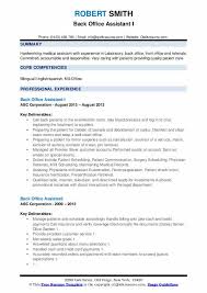 Back Office Assistant Resume Samples Qwikresume