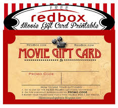 Movie Gift Card Printable Free Redbox Gift Movie Gift Redbox Gift Card