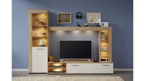 13 wohnwand ohne tv element einzigartig lqaff com. Wohnwand Logo Anbauwand Wohnzimmer Schrankwand In Eiche Sagerau Weiss