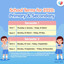 Sg Primary Secondary School Term Dates 2020 Singapore School School Terms Secondary School