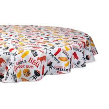 This wonderful outdoor tablecloth zips on and off easily around patio table umbrellas for easy meals outside with shade. Winston Porter Ozan Bbq Fun Printed Umbrella Outdoor Tablecloth Reviews Wayfair