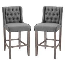 Homcom 40 Tufted Wingback Counter Height Armless Bar Stool Dining Chair Set Of 2 Grey Walmart Com In 2020 Stylish Chairs Dining Chair Set Bar Stools